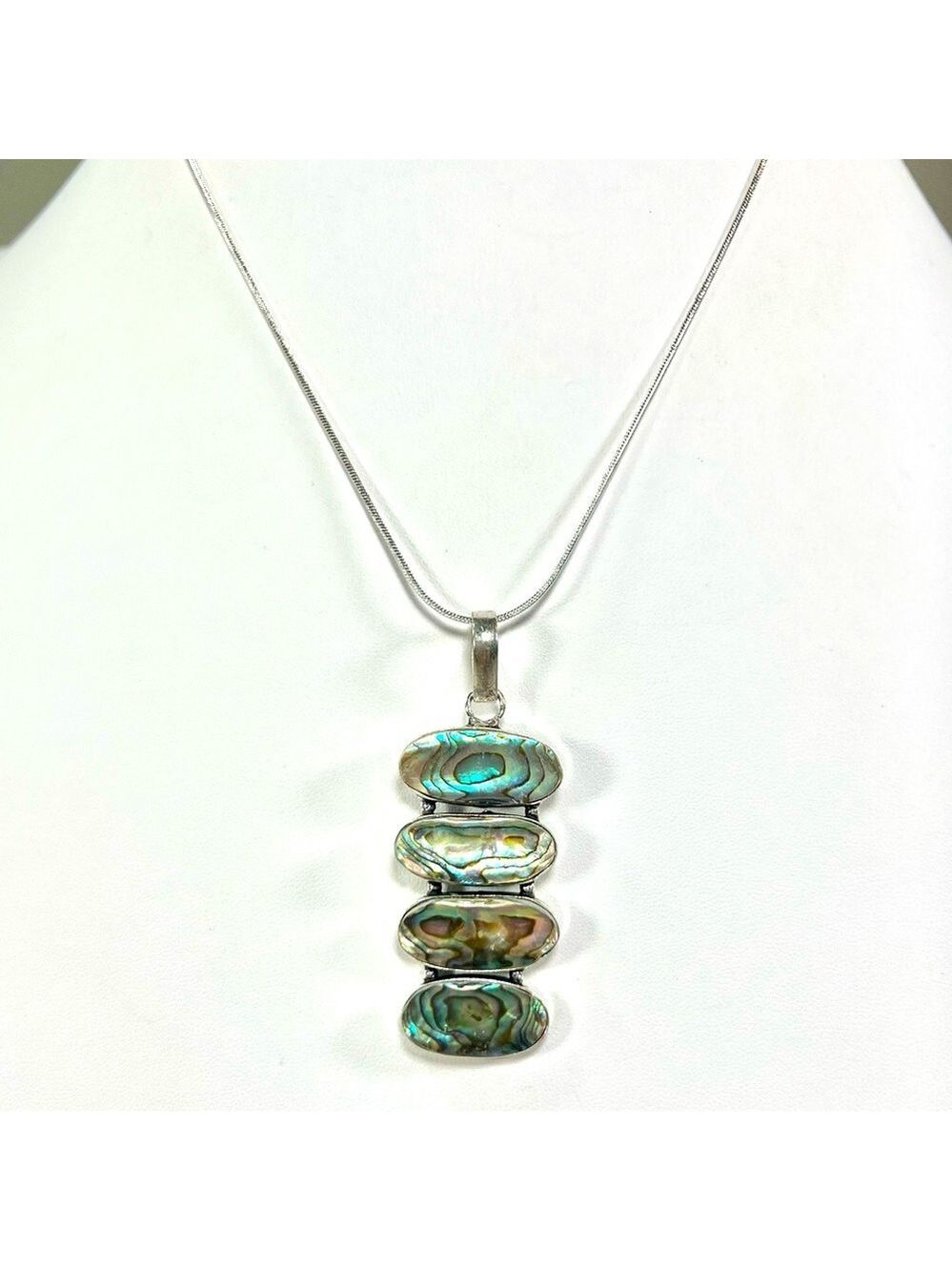 Abalone Shell 925 Multi Stone Gemstone Pendant - Picture 3 of 7